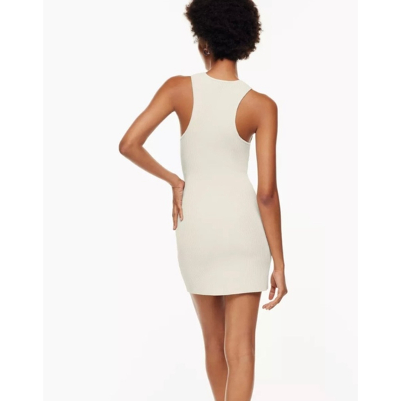 Aritzia Babaton Sculpt Knit Mini OPEN BACK Dress In MATTE PEARL size Small - Picture 10 of 10